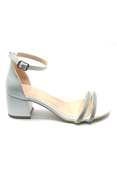 KOCAMANLAR Mehtap Double Stripe Stone 4 cm Heeled Women's Evening Dress Shoes...