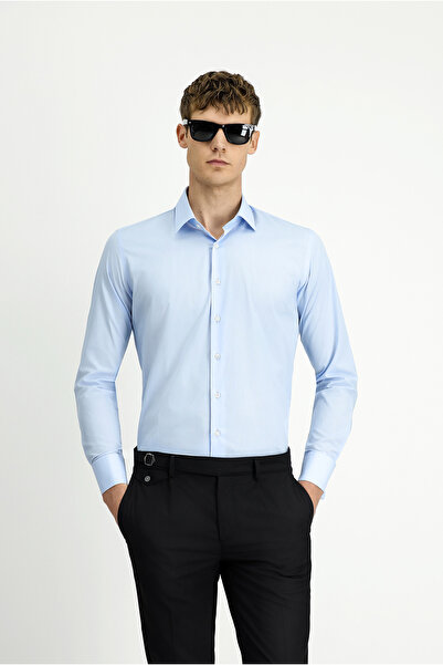 Kiğılı قميص قطني كلاسيكي بأكمام طويلة وقصة ضيقة