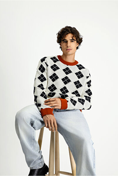 Kiğılı Crew Neck Oversized Extra Comfortable Cut Cotton Pack Patterned Knit S...