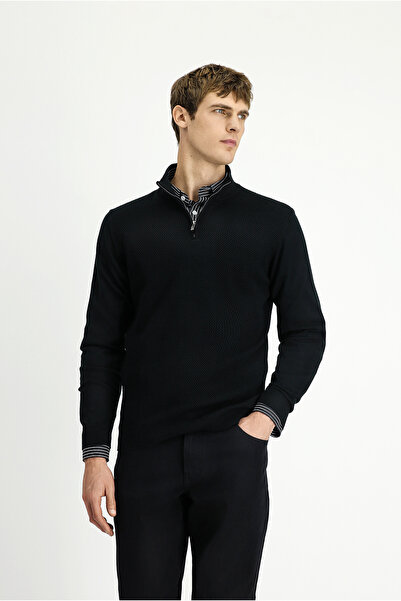 Kiğılı سترة تريكو من الصوف بنصف ياقة وقصة عادية وسحاب