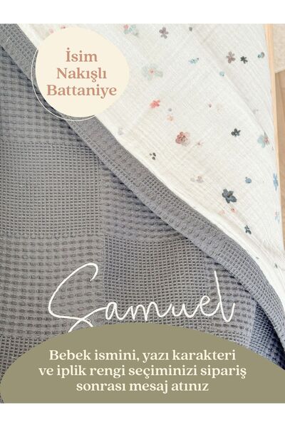 Mouliss %100 Pamuk Waffle Yumuşak Dokulu Bebek Battaniyesi 80x75 cm - Kişiye ...