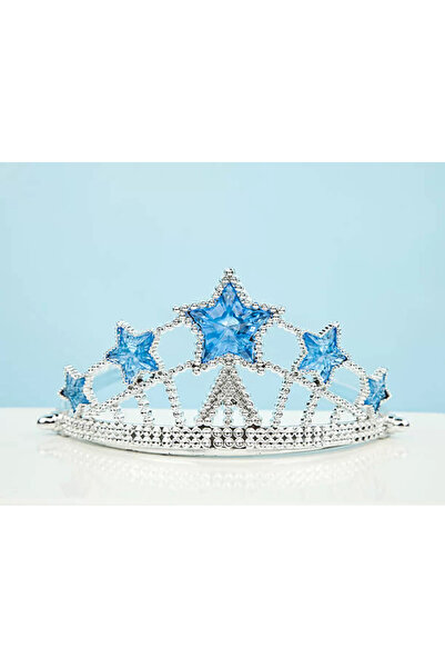 Go İthalat Mavi Yıldız Taşlı Plastik Kraliçe Prenses Elsa Tacı Çocuk Boy