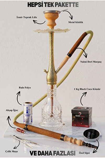 Gökkuşağı Büyük Boy Işlemeli Bakır Nargile Takımı Nargile Seti Bakır Nargile ...