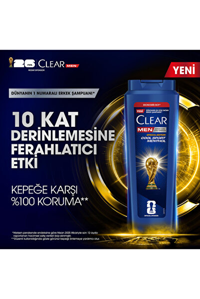 Clear Men Kepeğe Karşı Etkili Şampuan Cool Sport Menthol 600 ml x3