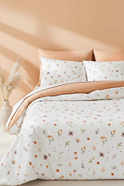 Rivaİstanbul سوفت فلاورال مزدوج قطن قطعة طقم غطاء لحاف