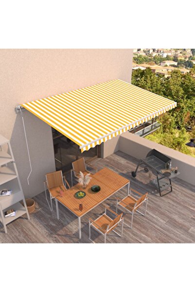 Concept Αυτόματη αναδιπλούμενη τέντα, κίτρινη και λευκή, 500x300 εκ.