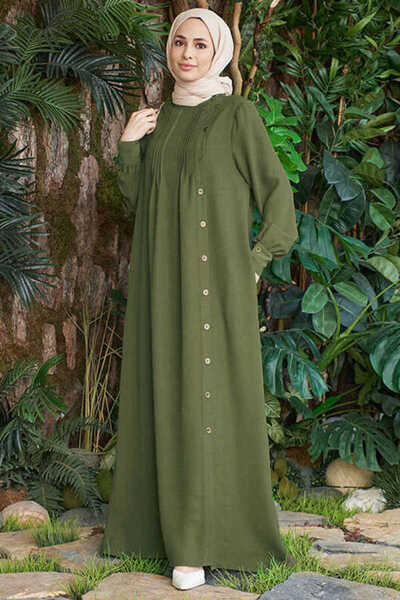 Neways 6508-Berlin Yandan Düğmeli Ferace Haki