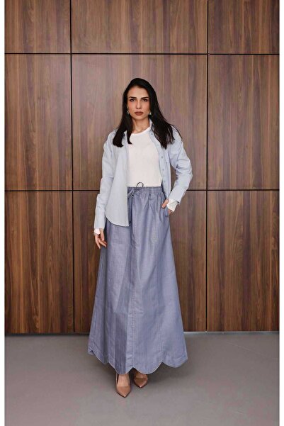 Neways 2273 - تنورة مطاطية منقسمة باللون الأزرق