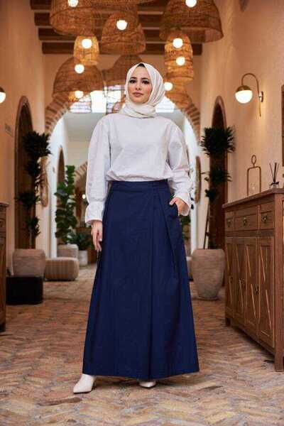 Neways 1073-DENİM PANTOLON ETEK Lacivert