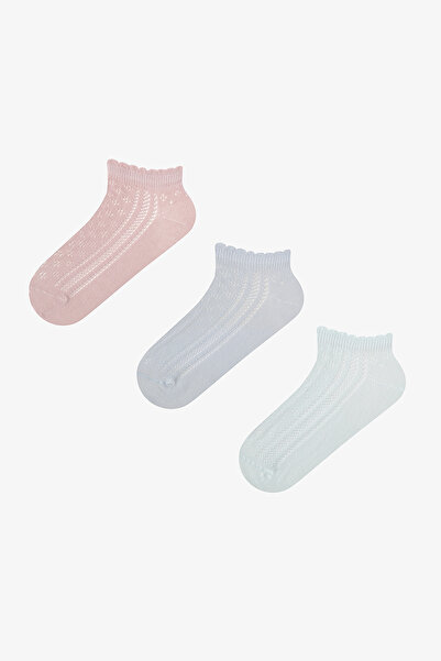 Penti 3 Pairs of Cotton Openwork Ruffle Booties Socks