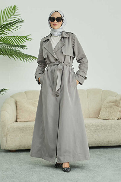 Neways 6604- معطف طويل باللون الرمادي