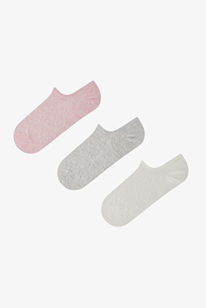 Penti 3 Pairs of Toeless Cotton Colored Self-Fashioned Bow Patterned Sneaker ...