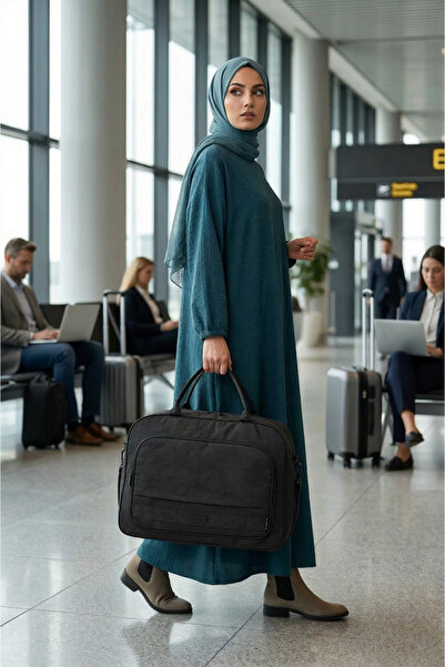 KAFF Black Crinkle Fabric 00816 Unisex Water Resistant Wide Shoulder Strap Ha...