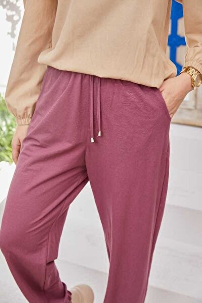 Neways 1151-Ancelina Lastikli Pantolon Lila