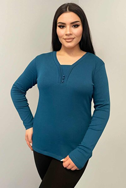 Siyezen Μπλούζα μαμάς μεγάλου μεγέθους με λεπτομέρεια κουμπιών στο μπροστινό ...