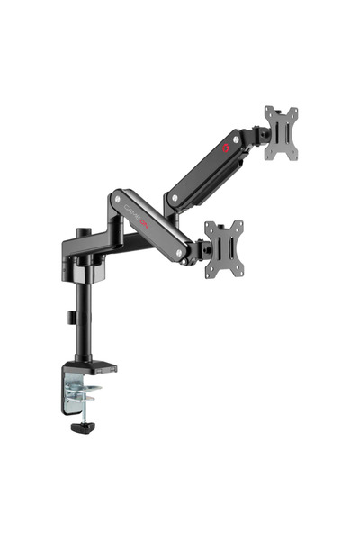 GAMEON ذراع شاشة مزدوجة GO-2045 مثبت على عمود، مزود بنابض مساعد، مناسب للألعا...