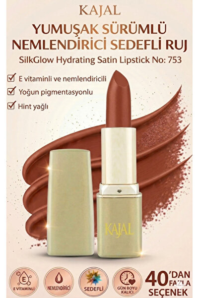 KAJAL Yumuşak Sürümlü Nemlendirici Sedefli Ruj – SilkGlow Hydrating Satin Lip...