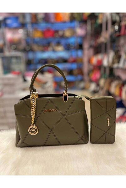 Pandora Bags Khaki Nubuck Leather Bag and Wallet Set