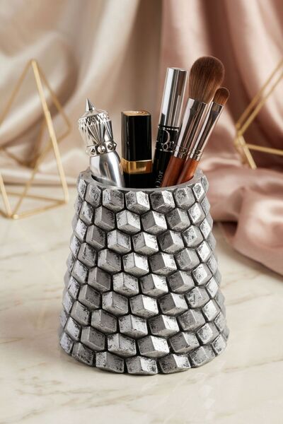 Evene Makyaj Organizeri Makyaj Fırçalığı Makyaj Organizer Düzenleyici Gümüş E...