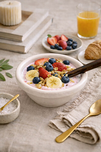 Beige & Stone وعاء دونات سيراميك للإفطار والحلويات والسلطة والكريمة