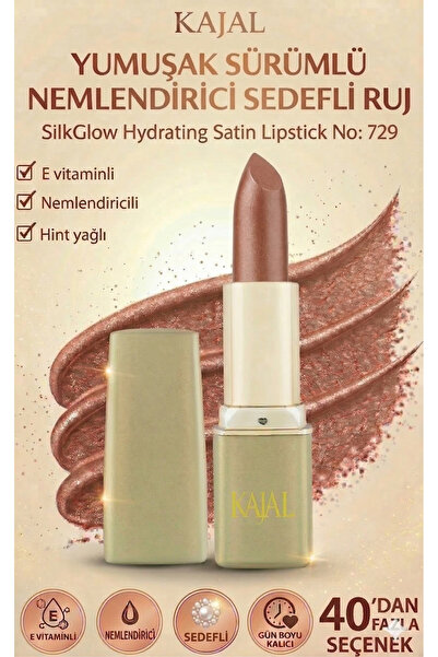 KAJAL Yumuşak Sürümlü Nemlendirici Sedefli Ruj – SilkGlow Hydrating Satin Lip...