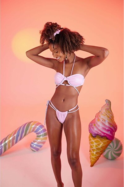 HOLLY LOLLY Premium Shiny Fabric - Pink Mia Bikini Bottom