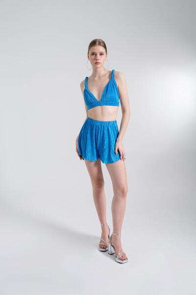 HOLLY LOLLY Μίνι άνετο σορτς με ελαστική μέση, μπλε