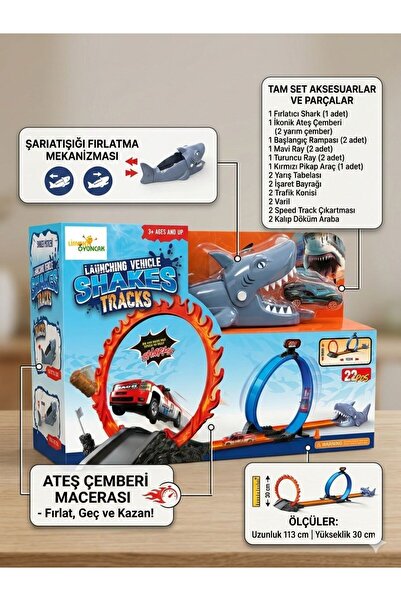 Tıfıl Toys Shark Track Garage Car Race Track Set 22 Pieces