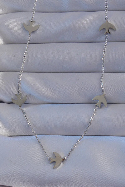 Skygo قلادة موديل طائر فضي اللون 316L - TJ-BKO8942