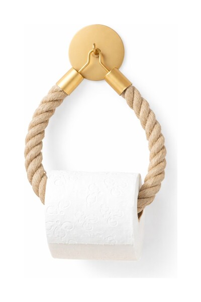 GOLD BE Adhesive Rope Towel or Toilet Paper Hanger – No Drilling Required