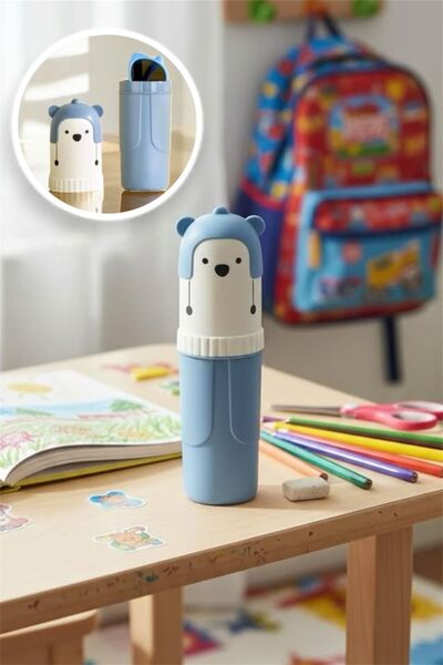 Bayev حامل قلم بغطاء أزرق، حاوية حمل ملحقات السفر، صندوق تخزين فرشاة الأسنان ...