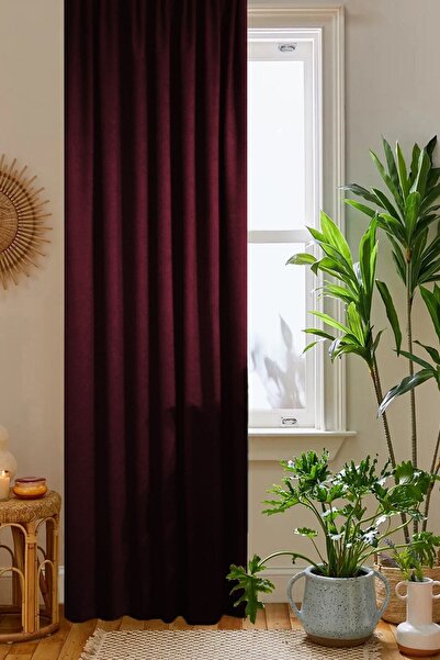 home color home Βουργουνδία κηρήθρα βελούδινη υφή κουρτίνα φόντου Απλό ραμμέν...