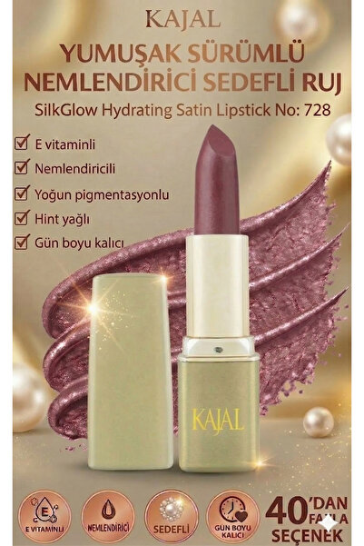 KAJAL Yumuşak Sürümlü Nemlendirici Sedefli Ruj – SilkGlow Hydrating Satin Lip...