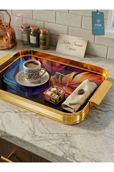 YNSK Luxury |   Nuchet |   Luxury Metal Tray, Decorative Presentation Tray, P...