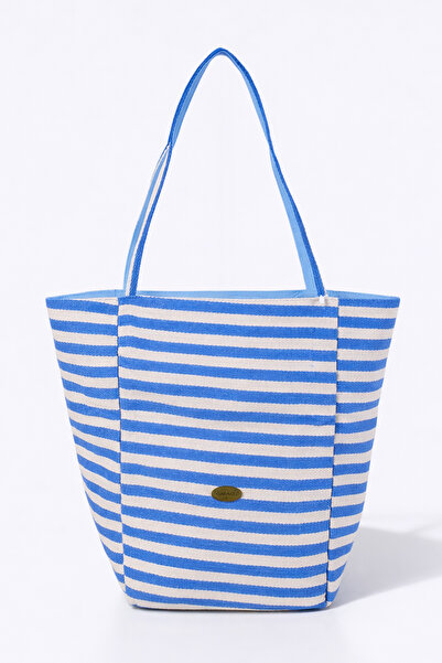 YOYOSO Volum mare, cu două fețe Blue cu dungi Beach geantă si