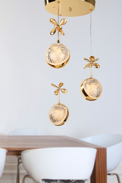 Begüsa Volt 3.Lü Avize Gold Kaplama