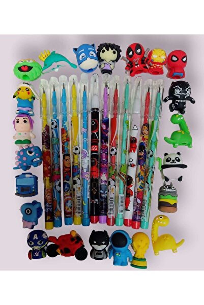 sevgi kırtasiye Yumurtlayan Kurşun Kalem Ve Figürlü Başlık Seti Erkek 12 Kale...