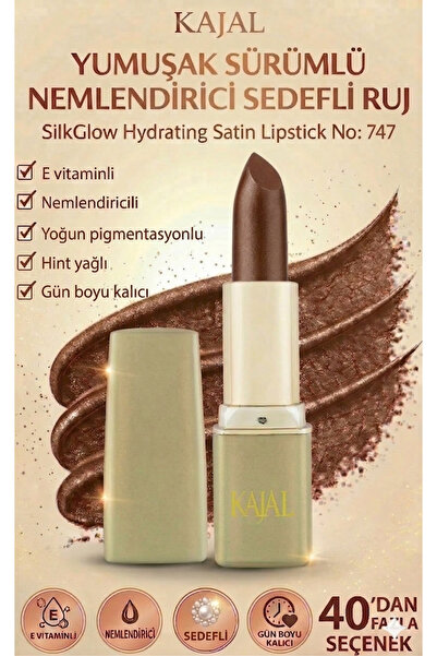 KAJAL Yumuşak Sürümlü Nemlendirici Sedefli Ruj – SilkGlow Hydrating Satin Lip...