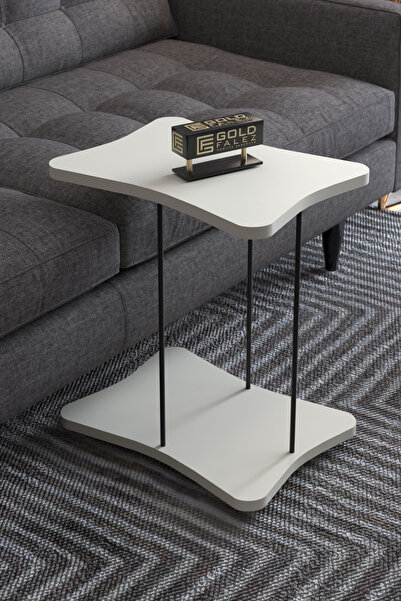 GOLDFALEZ Yan Sehpa Tekerlekli Servis Sehpası Hnd Beyaz