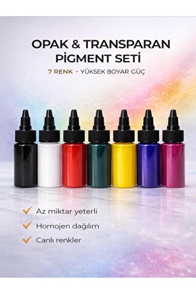 stonechem Epoksi Pigment Seti 7 Renk 35 gr Opak ve Transparan Yüksek Kalite
