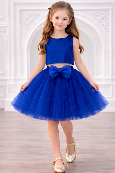 NSMLİFE Fusta tutu albastru Saks pentru fete cu cataramă în față