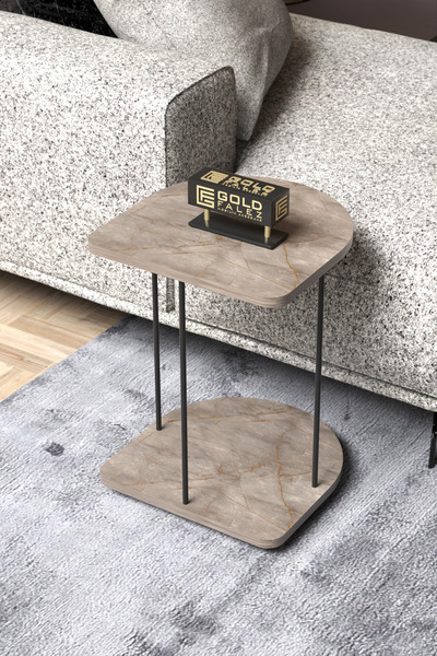 GOLDFALEZ Yan Sehpa Tekerlekli Servis Sehpası Hnd Oval Gordion