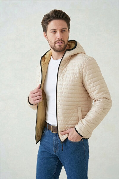 QAWWA Men's Lined Water-Repellent Windproof Fiber-Filled Stand Collar Lightwe...