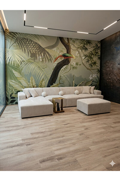 Erduran Mobilya Monza 5 Modül Uzanmalı Modüler Köşe Koltuk Takımı Puflu