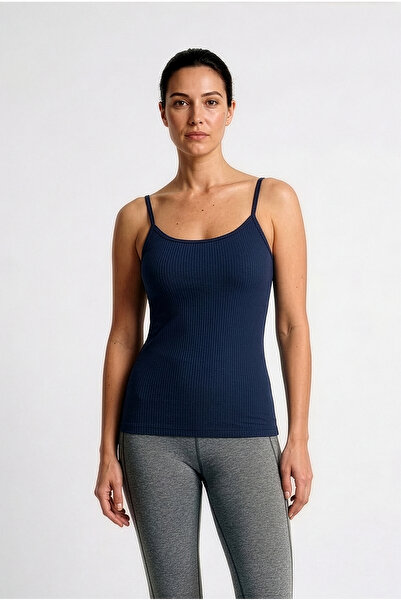 HNX Navy Blue Cotton Thin Strap Ribbed Women's Athlete