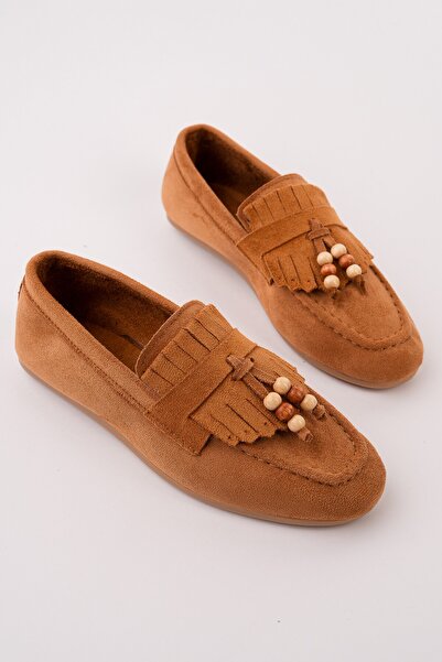 MUGGO Pantofi casual de damă loafers cu detalii de mărgele colorate FAWN