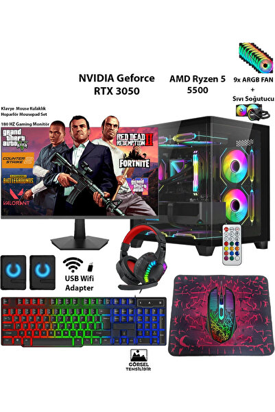 COMLOJI GA Ultra Full Pro Set + RTX3050 Ryzen 5 5500 32GB RAM 1TB SSD 180Hz M...