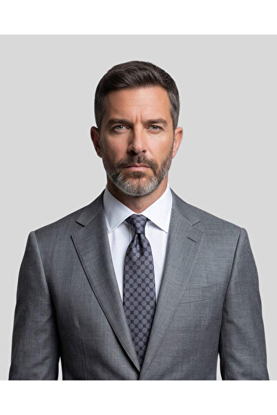 1001 Kravat ربطة عنق رمادية منقوشة بعرض 8 سم