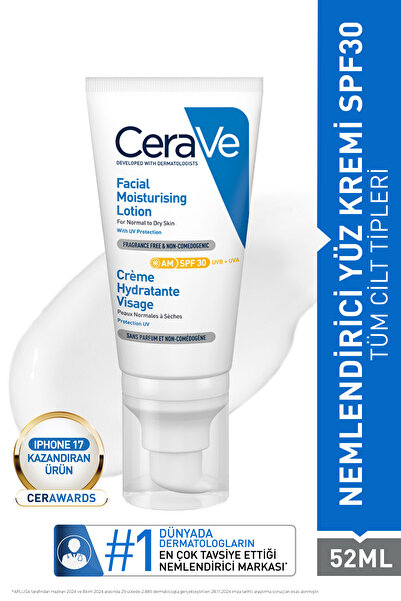 CeraVe Ενυδατική Λοσιόν Προσώπου Spf 30 52 ml