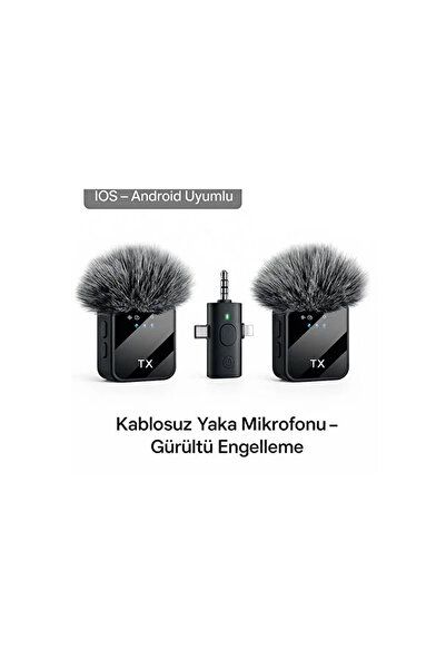 TECHNOMEN Kablosuz Çift Yaka Mikrofonu Kablosuz 2'li Yaka Mikrofonu ile Profe...